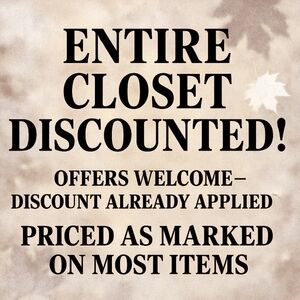Discounted Closet Sale On CLOTHING AND MOST HANDBAGS.